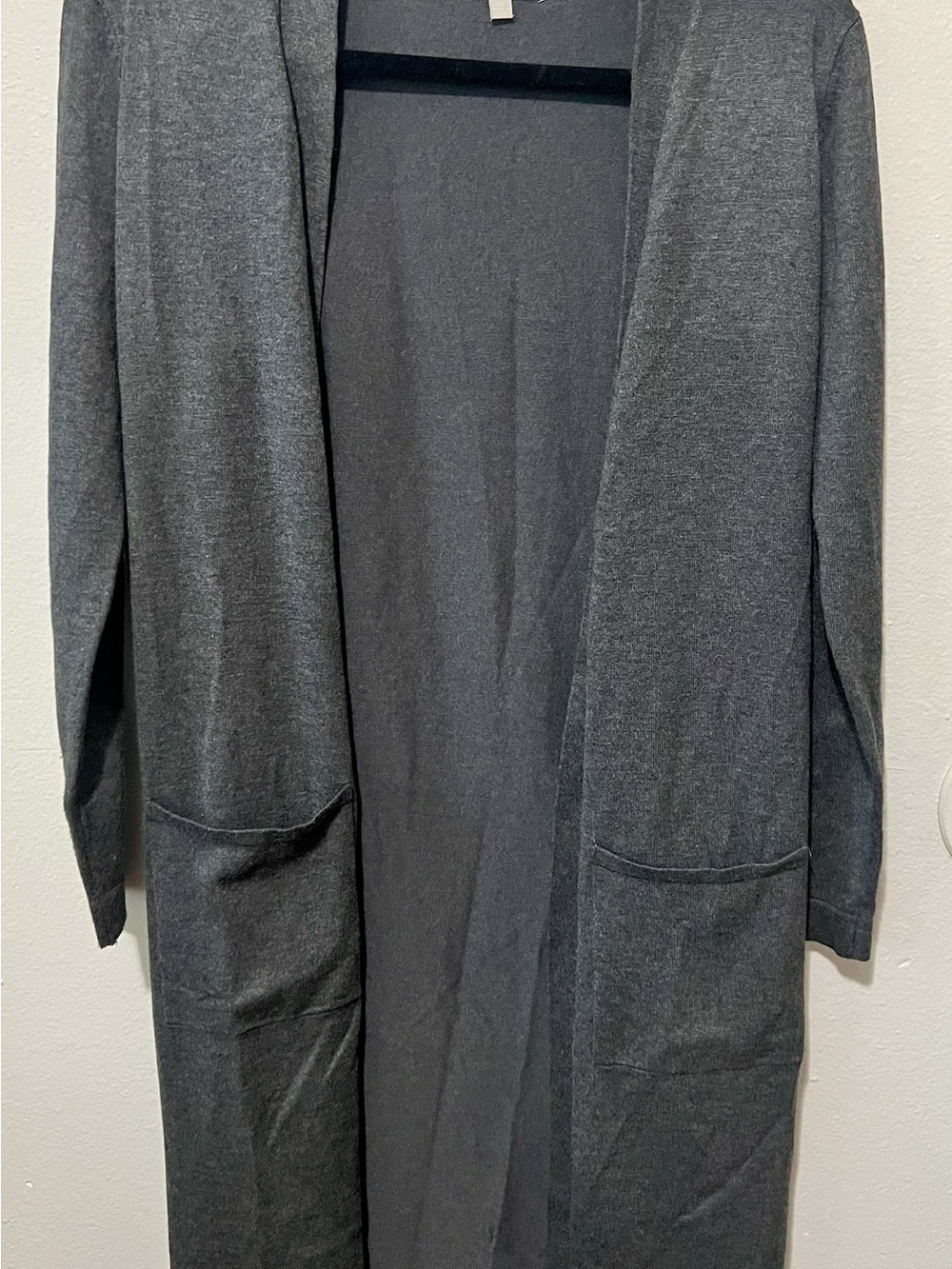 Men's Open-Front Long Cardigan Sweater - Charcoal